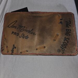 Brown Leather Wallet with Red Stitching